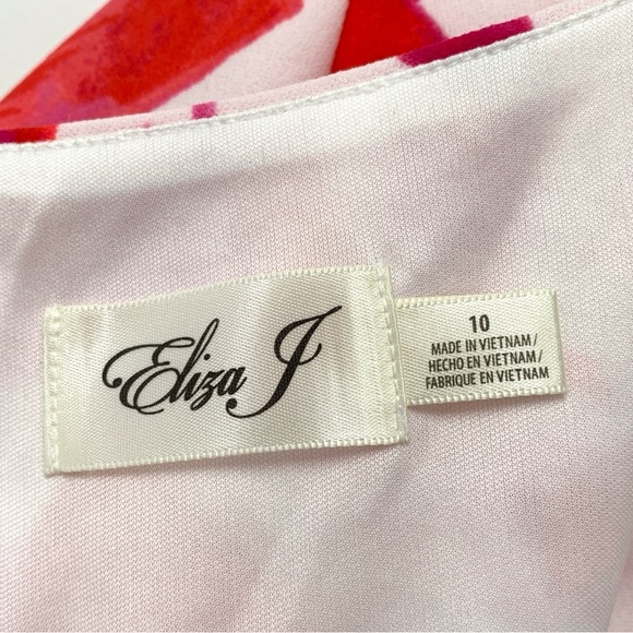 Eliza J Dress Womens 10 Pink White Floral Long Sleeve Wedding Event Modest - Picture 7 of 9